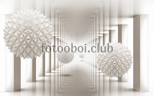 шары, коридор, 3д, 3d, стереоскопические 