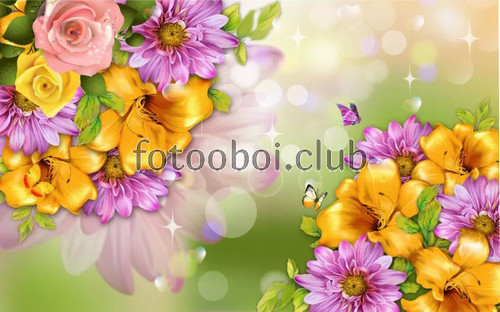 цветы, букет, дизайнерские, 3д, 3d